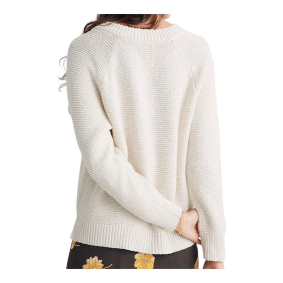 Madewell Arden V-neck Crop Pullover Sweater Ivory Neutral Preppy Women's XXS - Picture 2 of 9